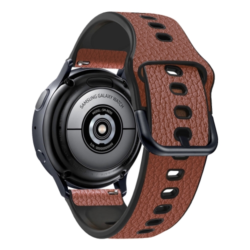 

20mm Universal TPU Litchi Texture Leather Watch Band(Brown)