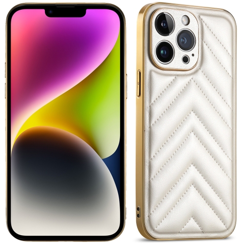

For iPhone 14 Plus Suteni Plating Leather Soft TPU Phone Case(White)