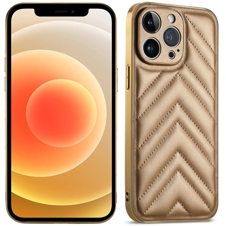 

For iPhone 12 Pro Max Suteni Plating Leather Soft TPU Phone Case(Gold)
