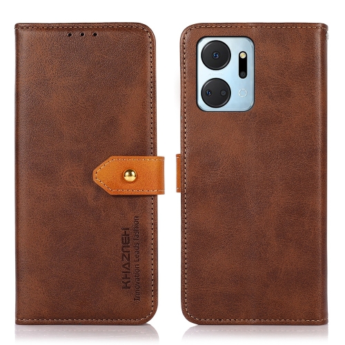 

For Honor X7a 4G KHAZNEH Dual-color Cowhide Texture Flip Leather Phone Case(Brown)