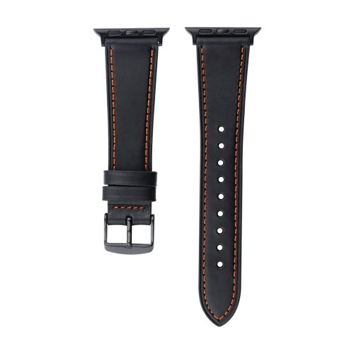 

Crazy Horse Genuine Leather Watch Band For Apple Watch Series 9&8&7 41mm / SE 3&SE 2&6&SE&5&4 40mm / 3&2&1 38mm(Brown Sewing Black)