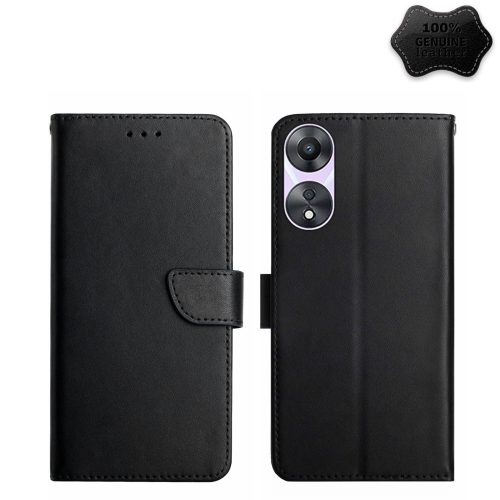 

For OPPO Reno8 T 5G/A1 Pro 5G Genuine Leather Fingerprint-proof Flip Phone Case(Black)