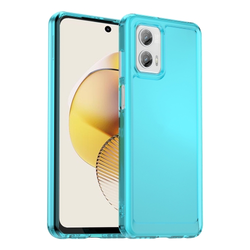 

For Motorola Moto G73 Candy Series TPU Phone Case(Transparent Blue)