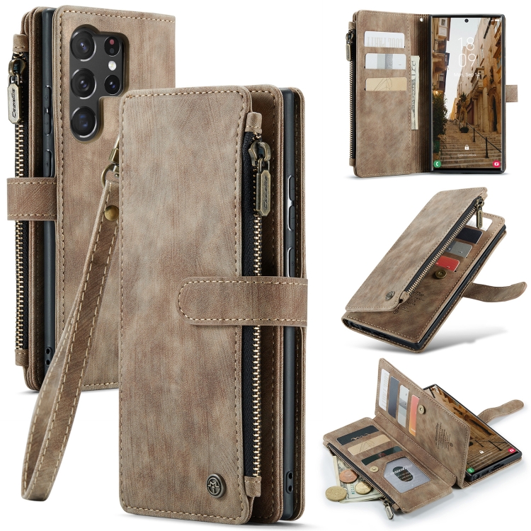 

For Samsung Galaxy S23 Ultra 5G CaseMe C30 Multifunctional Leather Phone Case(Brown)