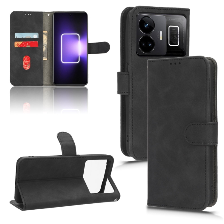 

For Realme GT Neo 5 Skin Feel Magnetic Flip Leather Phone Case(Black)