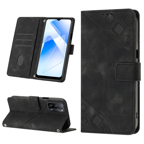 

Skin-feel Embossed Leather Phone Case For OPPO A55 5G / A54 4G / A16 4G / A16s / A55 4G / A54s / A56 5G / Realme V11 5G (Black)