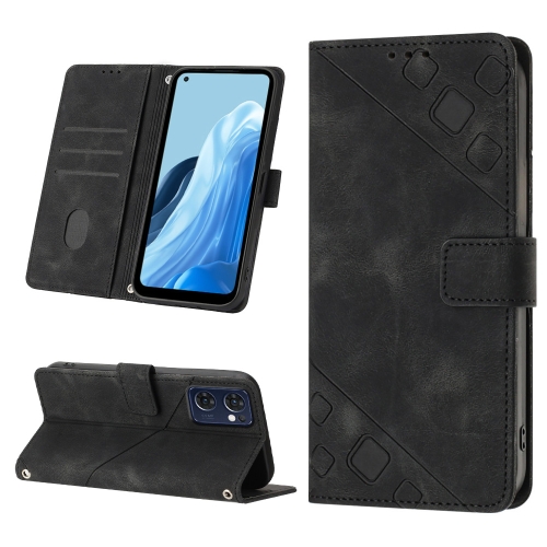 

For OPPO Reno7 5G Foreign / Find X5 Lite Skin-feel Embossed Leather Phone Case(Black)
