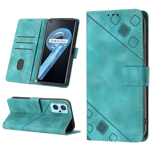 

For Realme 9i / OPPO A36 / A76 Skin-feel Embossed Leather Phone Case(Green)