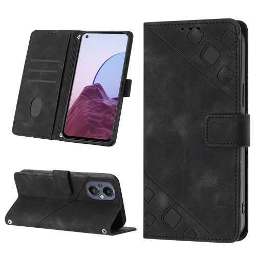 

Skin-feel Embossed Leather Phone Case For OnePlus Nord N20 5G / OPPO Reno7 Z 5G / F21 Pro 5G Indian / Reno7 Lite 5G / Reno8 Lite 5G (Black)