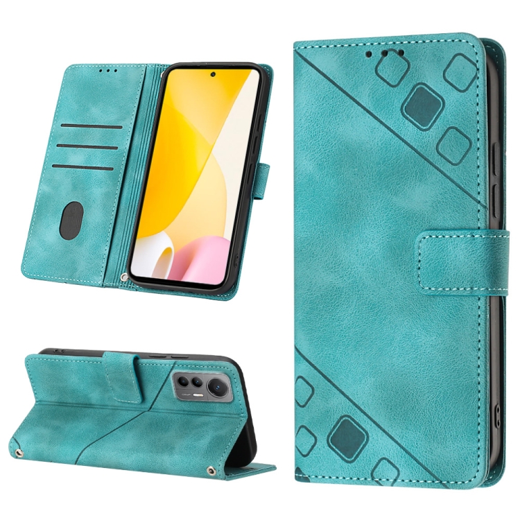 

For Xiaomi 12 Lite Skin-feel Embossed Leather Phone Case(Green)