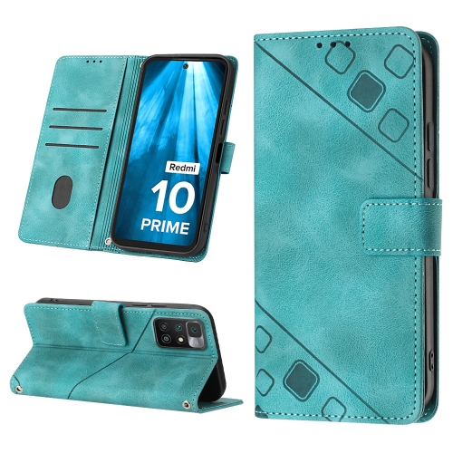 

For Xiaomi Redmi 10 Prime+ 5G Skin-feel Embossed Leather Phone Case(Green)