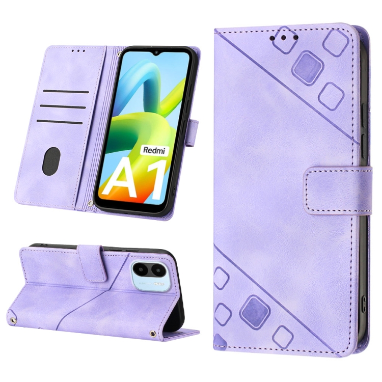 

For Xiaomi Redmi A1 Skin-feel Embossed Leather Phone Case(Light Purple)