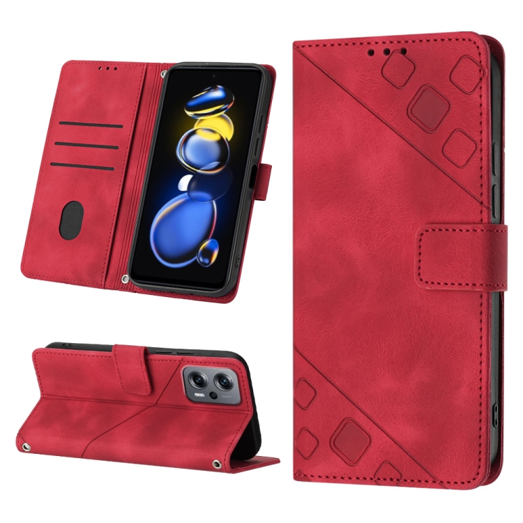 

For Xiaomi Redmi Note 11T Pro 5G / 11T Pro+ 5G Skin-feel Embossed Leather Phone Case(Red)