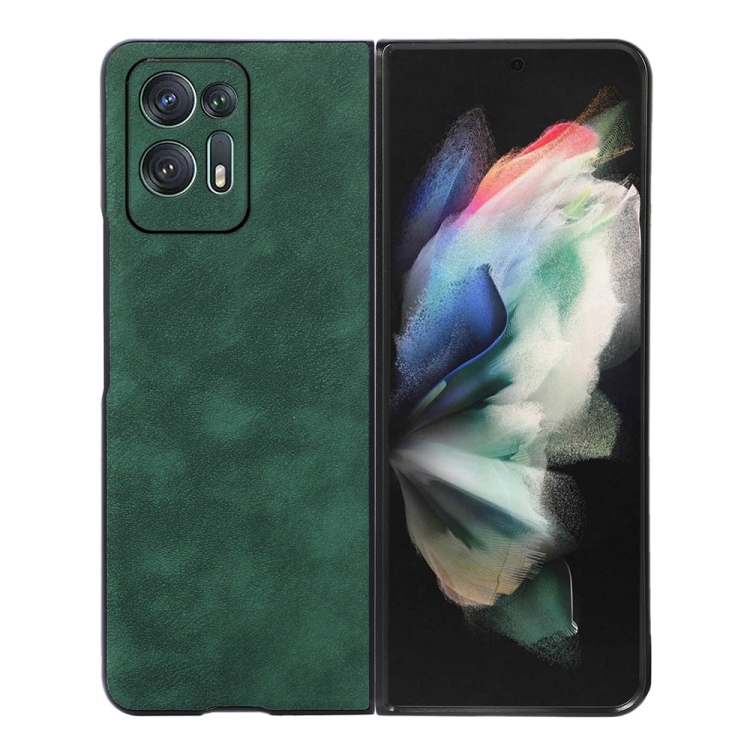 

For OPPO Find N2 Morocco Texture PU Shockproof Phone Case(Green)