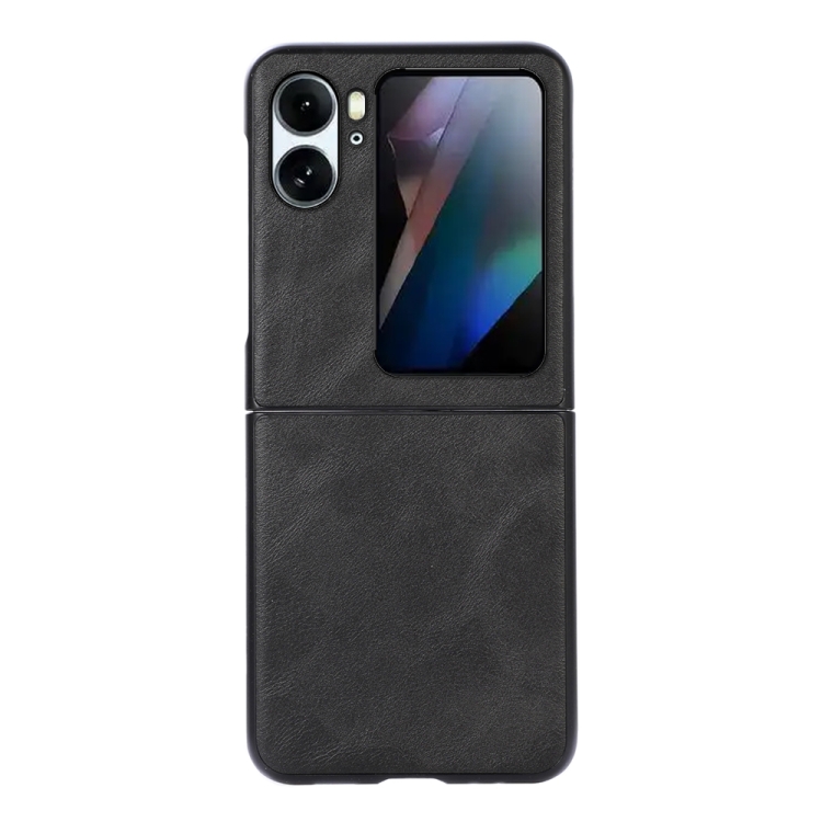 

For OPPO Find N2 Flip Cowhide Texture PU Phone Case(Black)