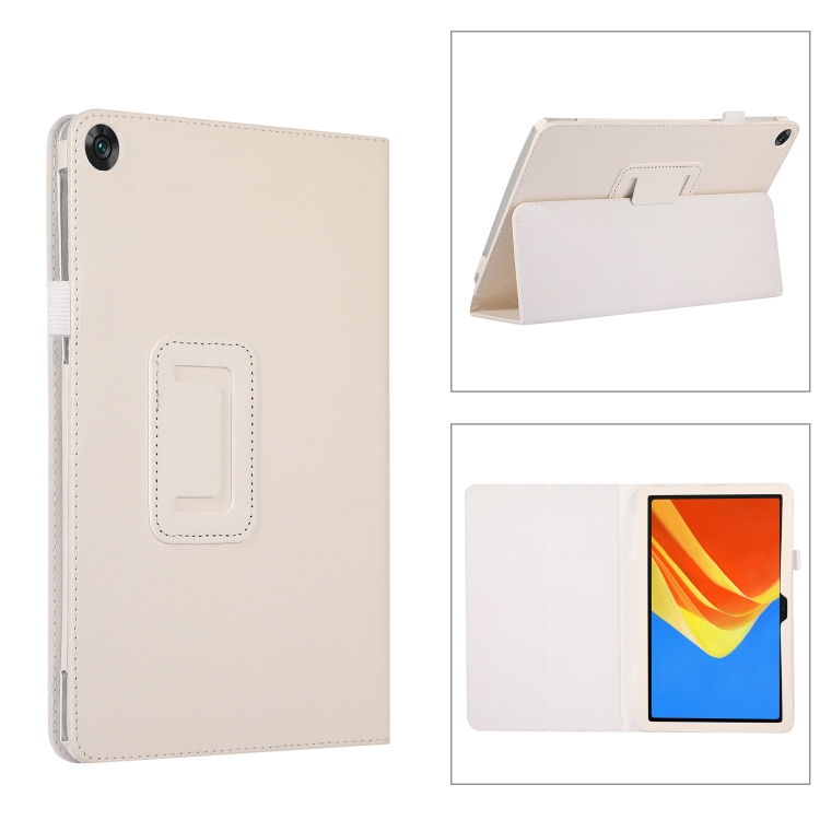 

For Huawei MatePad SE 10.4 Litchi Texture Leather Tablet Case with Holder(White)