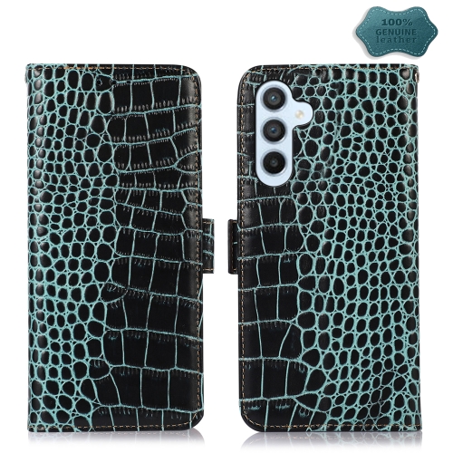 

For Samsung Galaxy A24 4G Crocodile Top Layer Cowhide Leather Phone Case(Green)