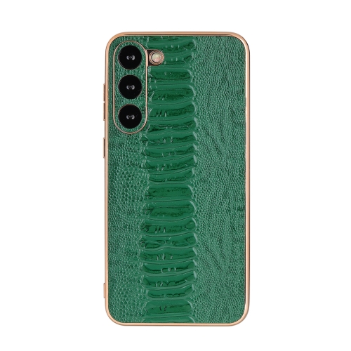 

For Samsung Galaxy S23+ 5G Genuine Leather Weilai Series Nano Electroplating Phone Case(Green)