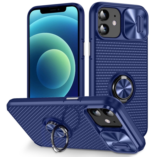 

For iPhone 11 Sliding Camshield Armor Phone Case with Ring Holder(Blue)
