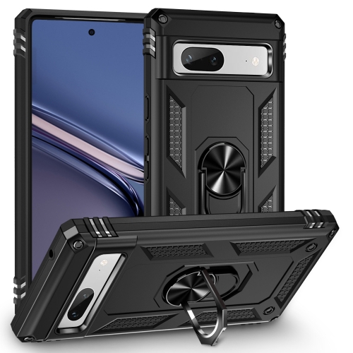 

For Google Pixel 7a Shockproof TPU + PC Phone Case with Holder(Black)