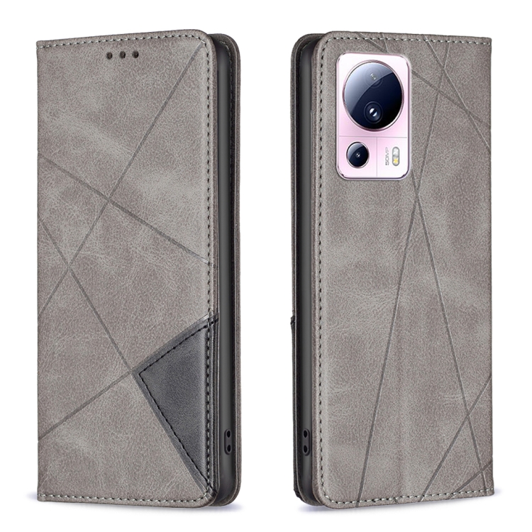 

For Xiaomi 13 Lite / Civi 2 Prismatic Invisible Magnetic Leather Phone Case(Grey)