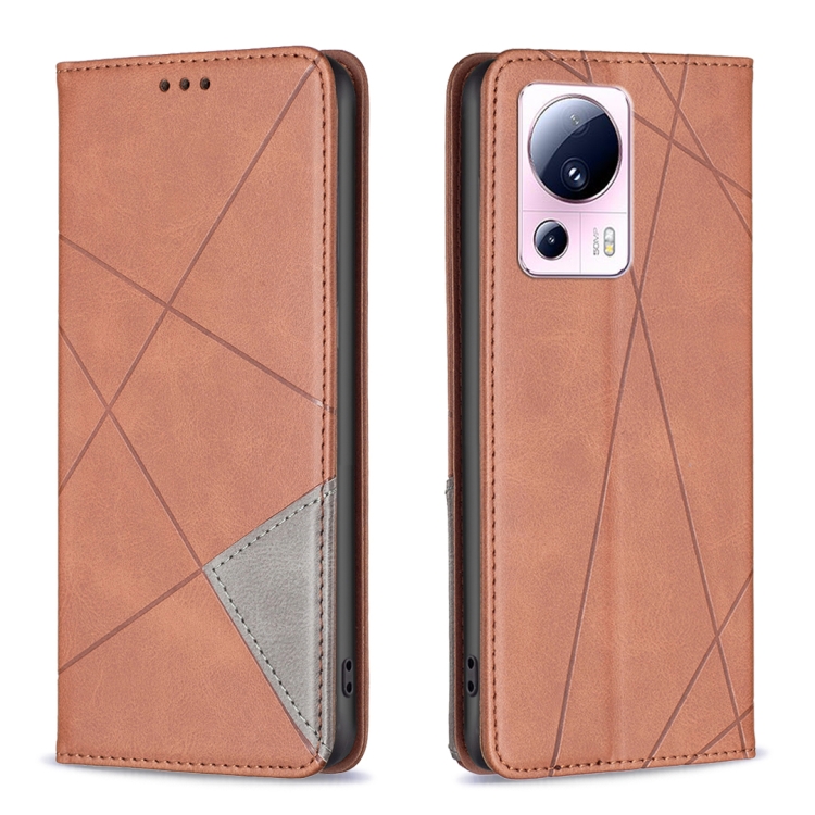

For Xiaomi 13 Lite / Civi 2 Prismatic Invisible Magnetic Leather Phone Case(Brown)