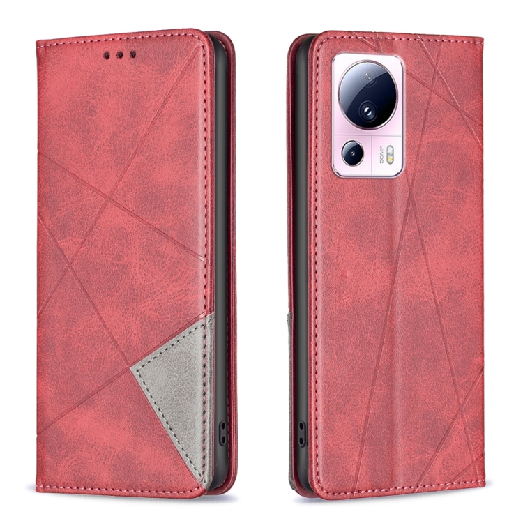 

For Xiaomi 13 Lite / Civi 2 Prismatic Invisible Magnetic Leather Phone Case(Red)
