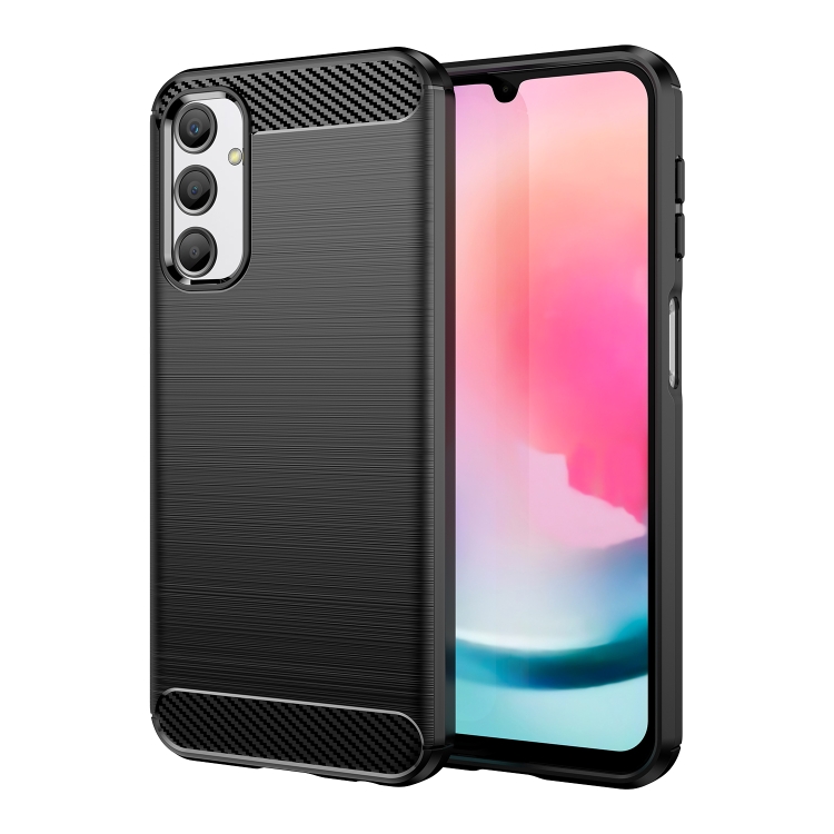 

For Samsung Galaxy A24 4G Brushed Texture Carbon Fiber TPU Phone Case(Black)