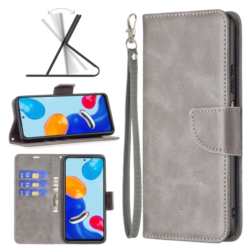 

For Xiaomi Redmi Note 12S 4G / Note 11 Lambskin Texture Pure Color Flip Leather Phone Case(Grey)