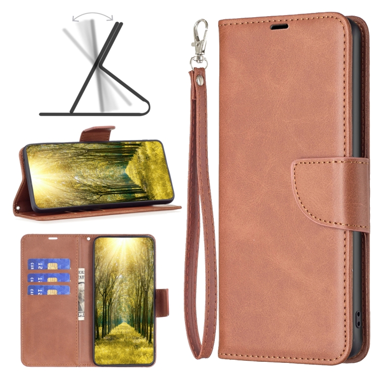 

For Xiaomi Redmi Note 13 Lambskin Texture Pure Color Flip Leather Phone Case(Brown)