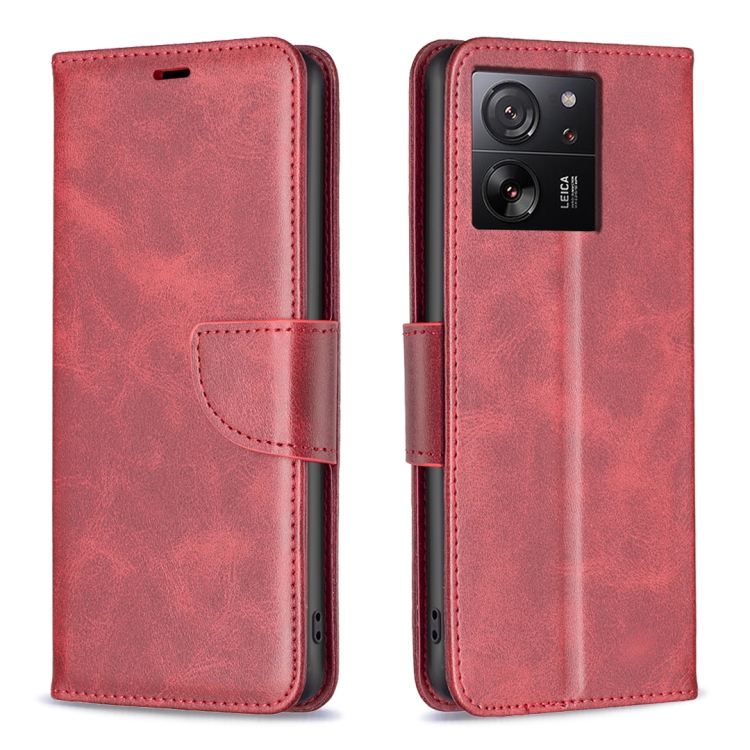 

For Xiaomi 13T / 13T Pro / Redmi K60 Ultra Lambskin Texture Pure Color Flip Leather Phone Case(Red)