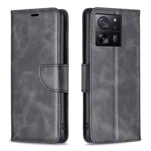 

For Xiaomi 13T / 13T Pro / Redmi K60 Ultra Lambskin Texture Pure Color Flip Leather Phone Case(Black)