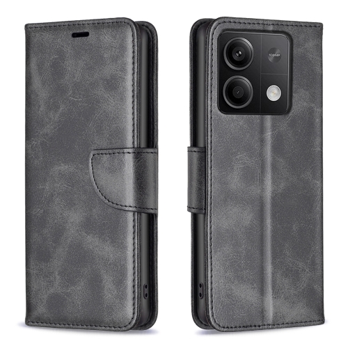 

For Xiaomi Redmi Note 13 4G Global Lambskin Texture Pure Color Flip Leather Phone Case(Black)