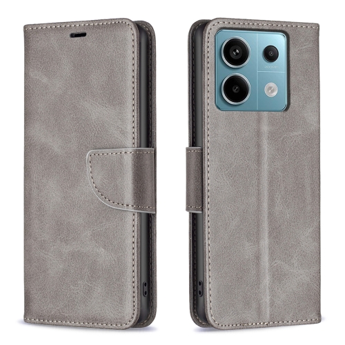 

For Xiaomi Redmi Note 13 Pro 4G Global Lambskin Texture Pure Color Flip Leather Phone Case(Grey)