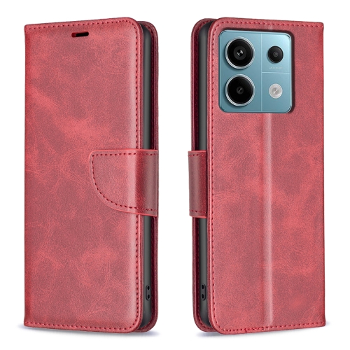 

For Xiaomi Redmi Note 13 Pro 4G Global Lambskin Texture Pure Color Flip Leather Phone Case(Red)