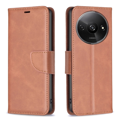 

For Xiaomi Redmi A3 Lambskin Texture Pure Color Flip Leather Phone Case(Brown)