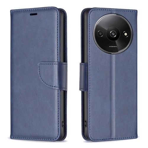 For Xiaomi Redmi A3 Lambskin Texture Pure Color Flip Leather Phone Case(Blue) for xiaomi redmi note 13 pro carbon fiber texture flip holder leather phone case brown
