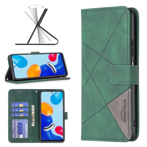 

For Xiaomi Redmi Note 12S 4G / Note 11 Magnetic Buckle Rhombus Texture Leather Phone Case(Green)