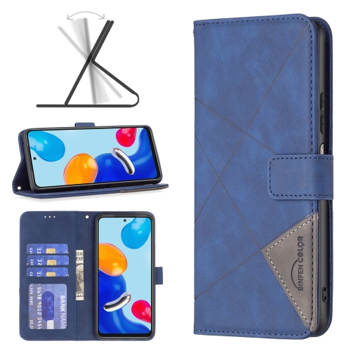 

For Xiaomi Redmi Note 12S 4G / Note 11 Magnetic Buckle Rhombus Texture Leather Phone Case(Blue)