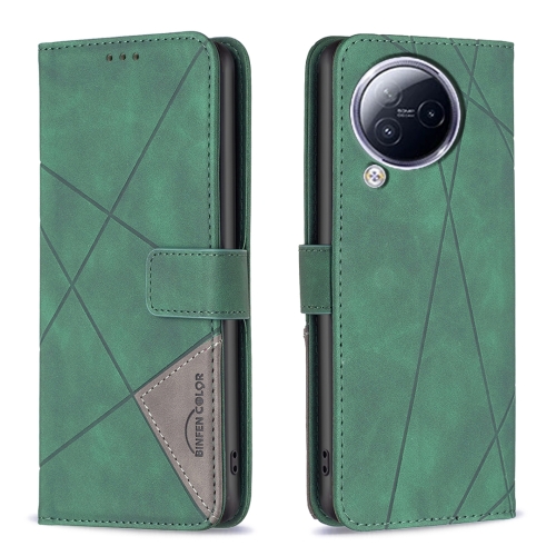 

For Xiaomi Civi 3 5G Magnetic Buckle Rhombus Texture Leather Phone Case(Green)