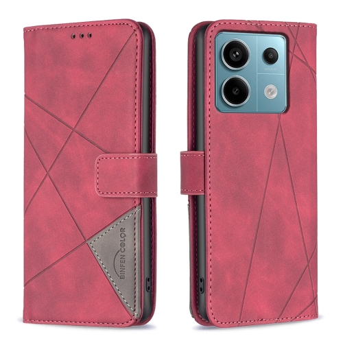 

For Xiaomi Redmi Note 13 Pro 5G Magnetic Buckle Rhombus Texture Leather Phone Case(Red)