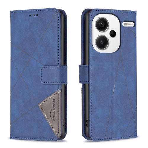 

For Xiaomi Redmi Note 13 Pro+ 5G Magnetic Buckle Rhombus Texture Leather Phone Case(Blue)