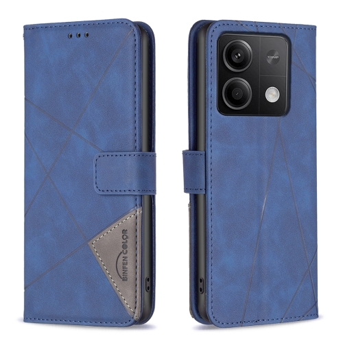 

For Xiaomi Redmi Note 13 4G Global Magnetic Buckle Rhombus Texture Leather Phone Case(Blue)