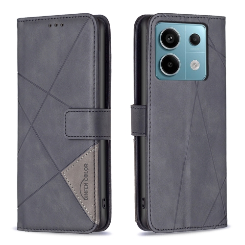 

For Xiaomi Redmi Note 13 Pro 4G Global Magnetic Buckle Rhombus Texture Leather Phone Case(Black)