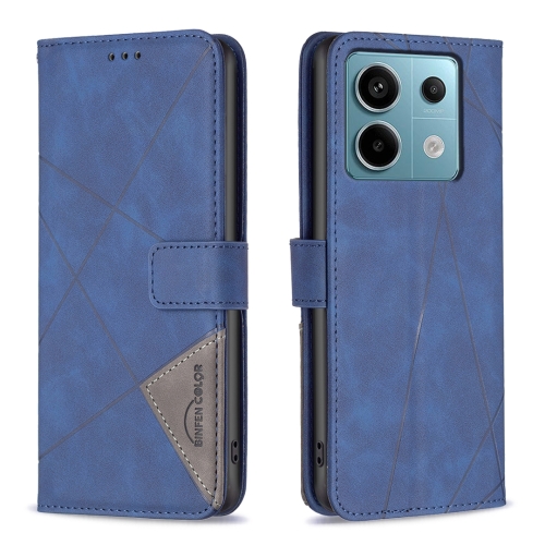 

For Xiaomi Redmi Note 13 Pro 4G Global Magnetic Buckle Rhombus Texture Leather Phone Case(Blue)