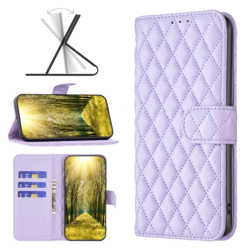 

For Xiaomi Poco F5 5G / Redmi Note 12 Turbo Diamond Lattice Wallet Leather Flip Phone Case(Purple)