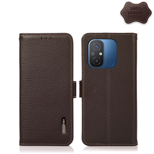 For Xiaomi Redmi 12credmi 11a 4g Khazneh Side Magnetic Litchi Genuine Leather Rfid Phone Case 5687