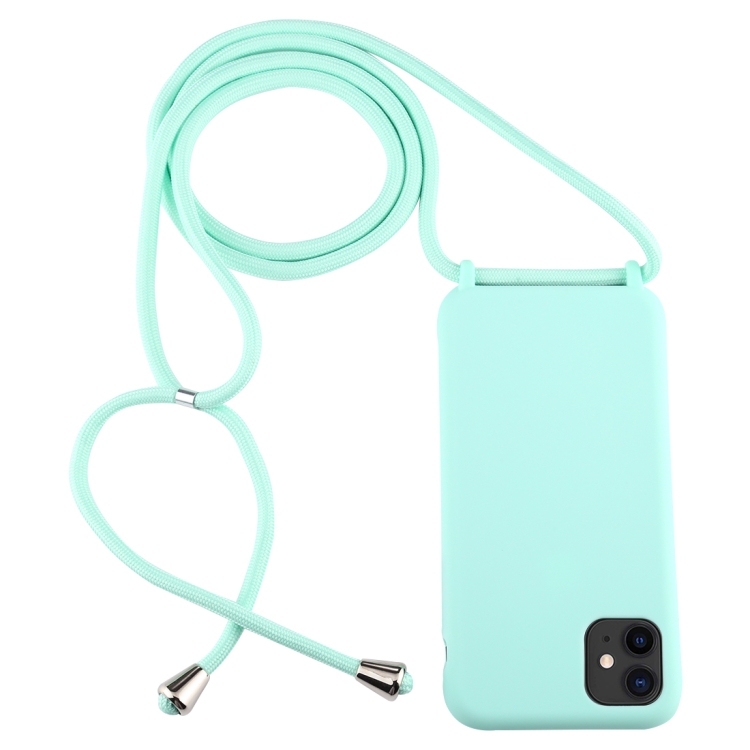 

For iPhone 11 Candy Color TPU Protective Case with Lanyard(Mint Green)