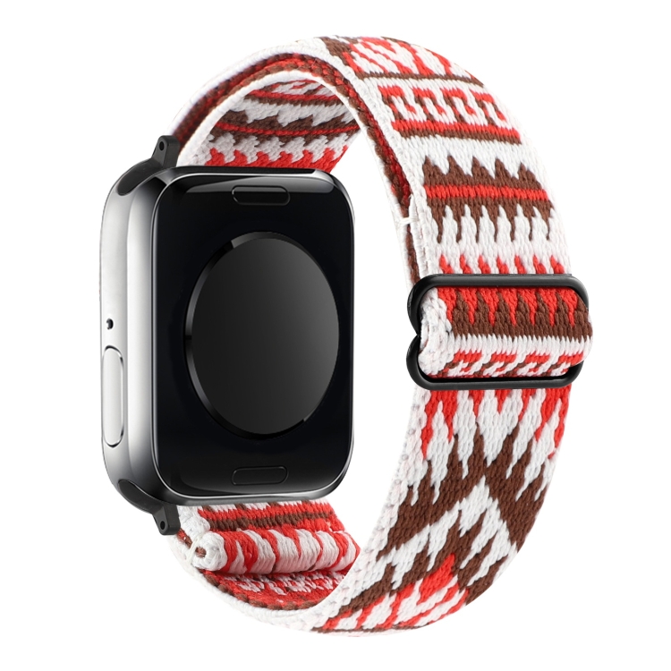 

Ethnic Style Buckle Elastic Watch Band For Apple Watch Series 7 41mm / 6 & SE & 5 & 4 40mm / 3 & 2 & 1 38mm(Red-brown Diagonal Triangle)