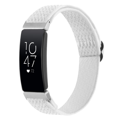 

For Fitbit Inspire 2 Buckle Wave Braided Nylon Watch Band(White)